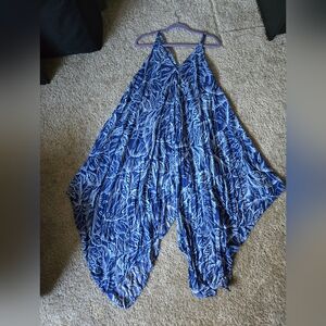 Japna Navy Botanical Print Jumpsuit